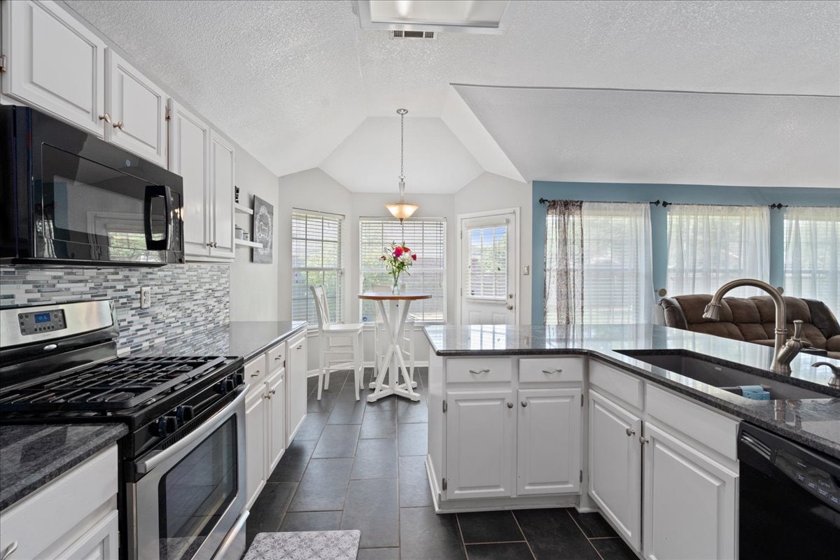 Open kitchen and living area in Quiet Leander Home